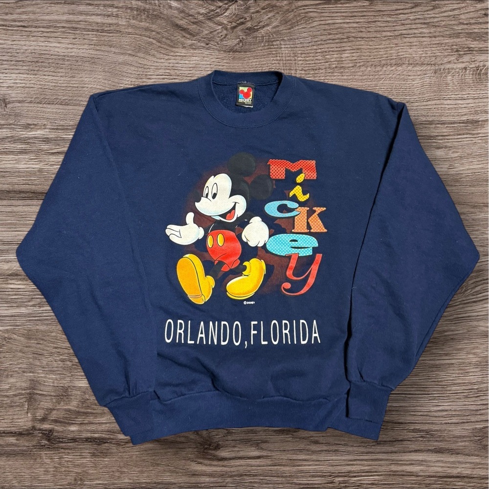 Vintage Mickey Unlimited Disney Mickey Mouse Sweatshirt Navy Orlando Unisex L‎